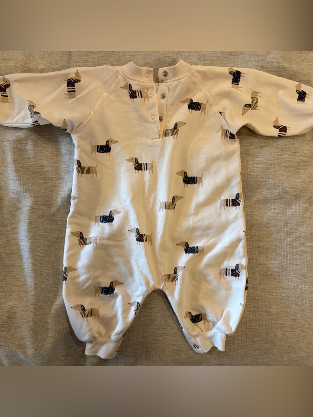 Rylee + Cru Raglan jumpsuit - Baby Footie with Dachshund Print